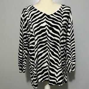 Caribbean Joe ladies black and white 3/4 sleeve shirt size XL